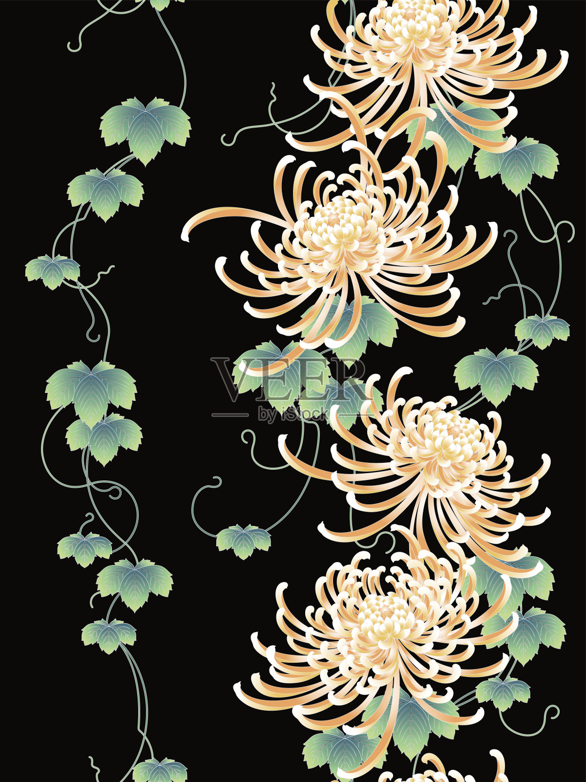 日本式菊花图案插画图片素材