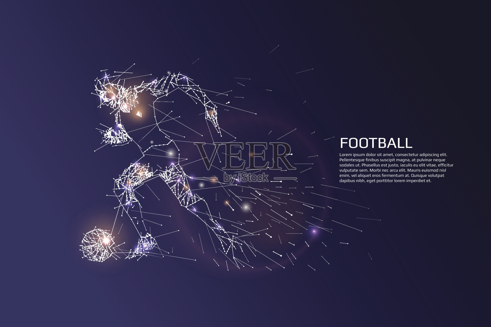 足球运动员运动的粒子和线点。插画图片素材