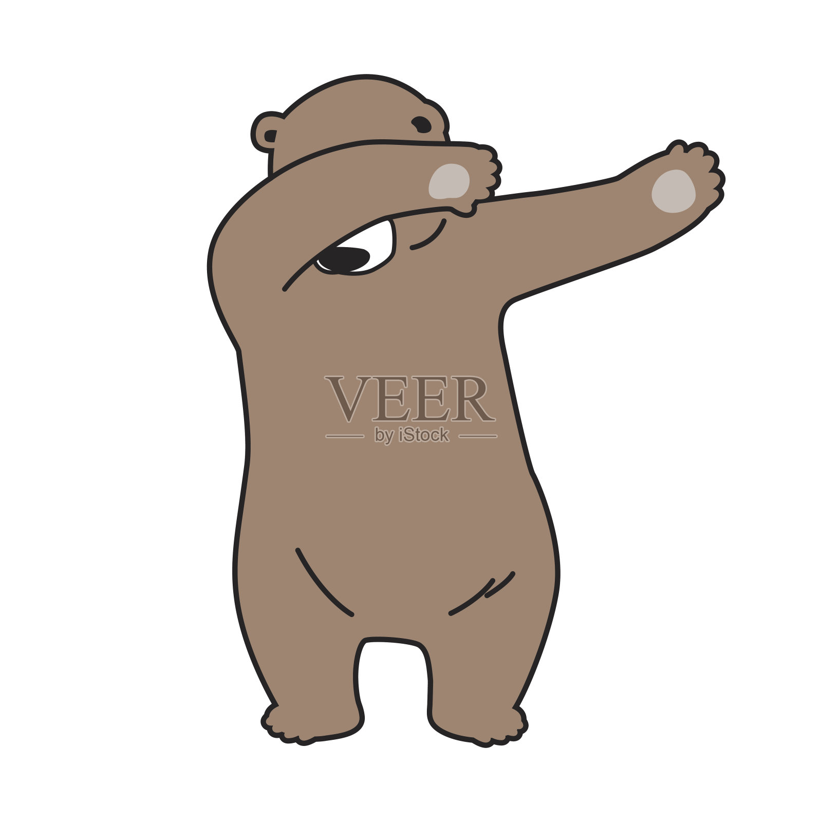 熊灰熊Dab舞蹈卡通插图矢量设计元素图片