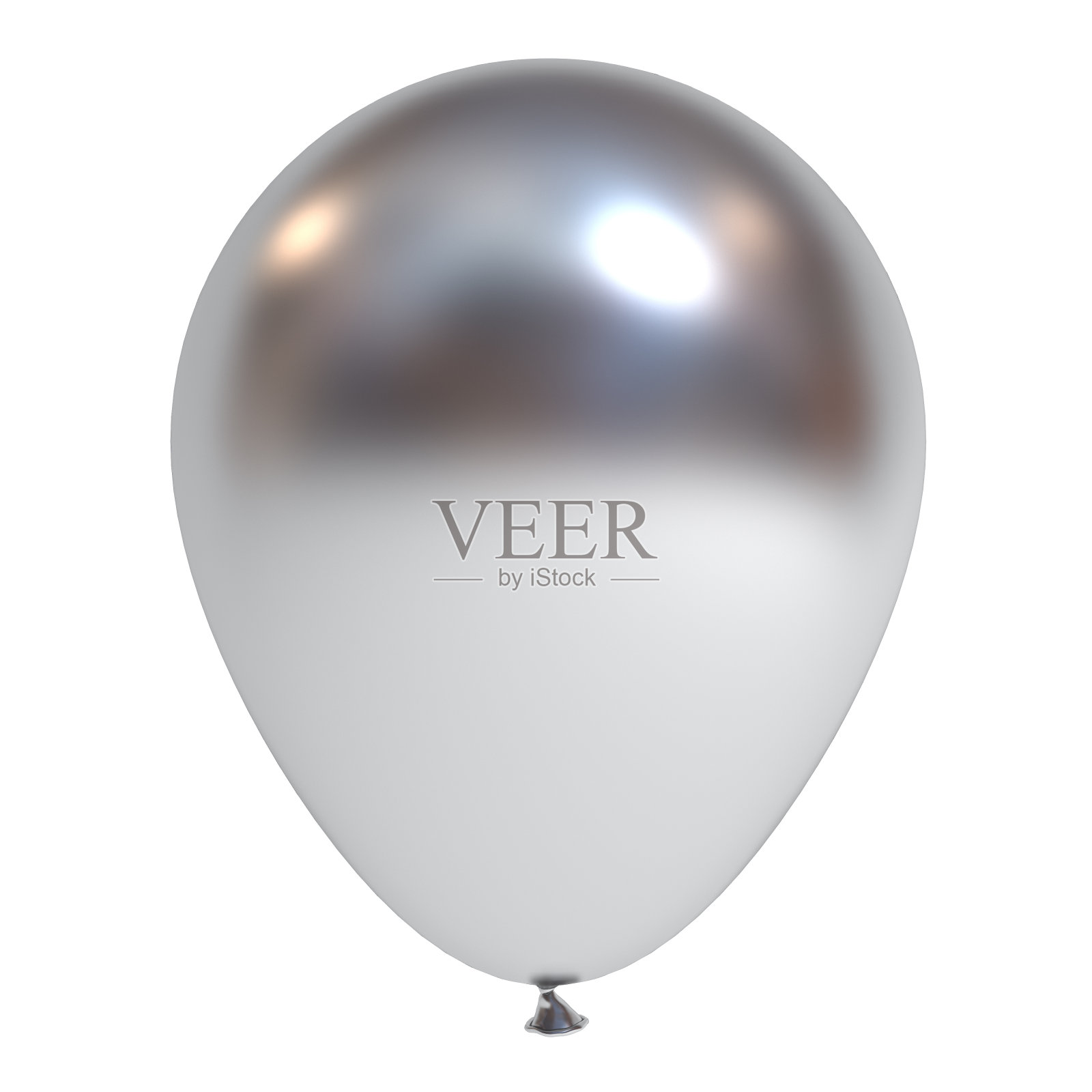 金属铬气球孤立在白色背景反射。三维渲染照片摄影图片