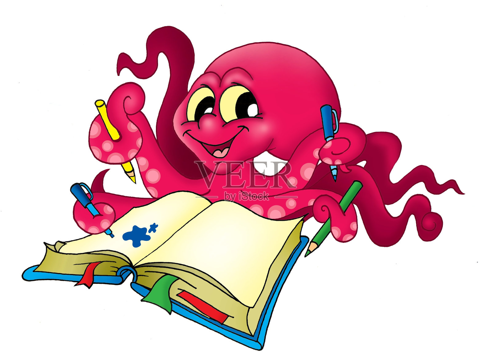 章鱼用铅笔插画图片素材