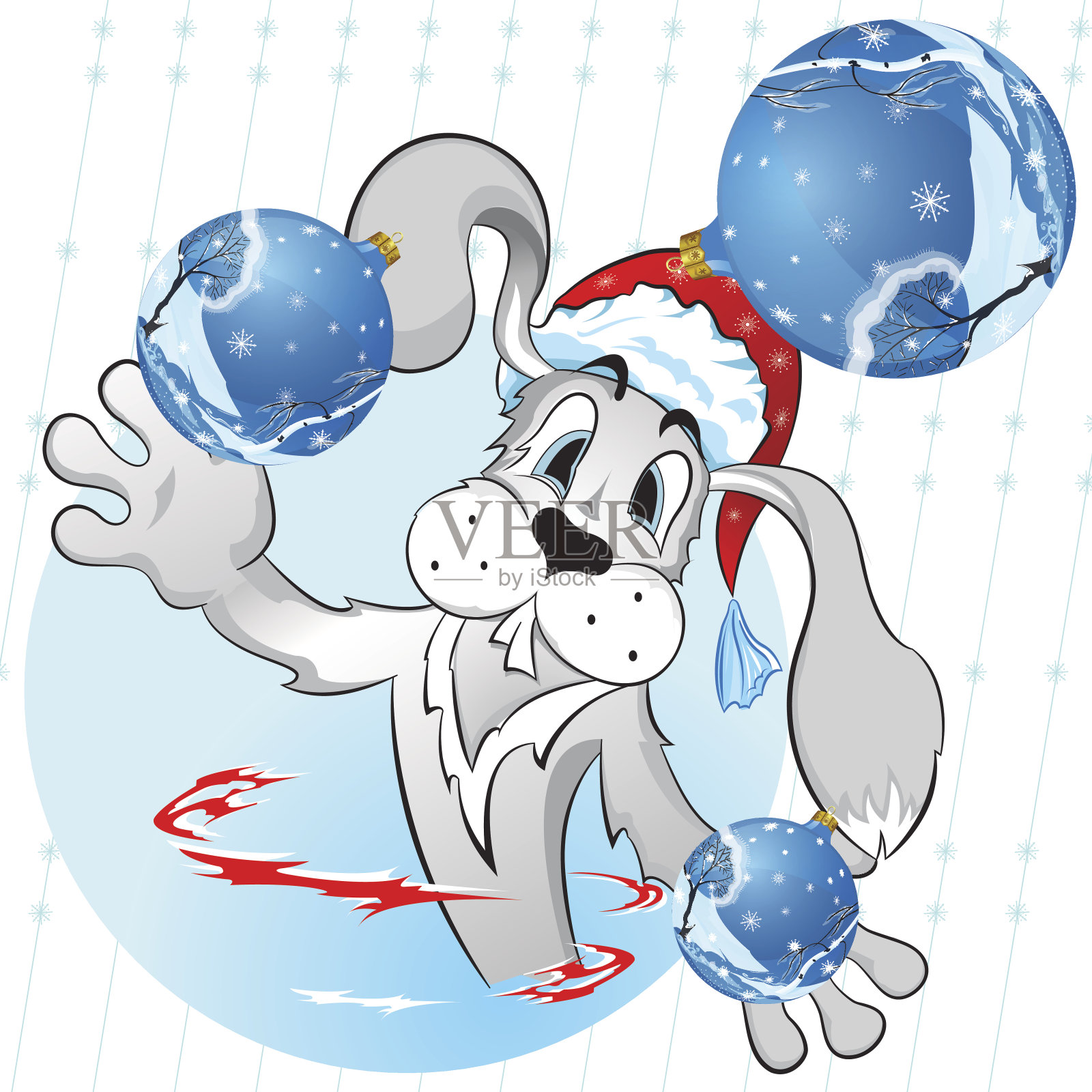 圣诞节的兔子插画图片素材