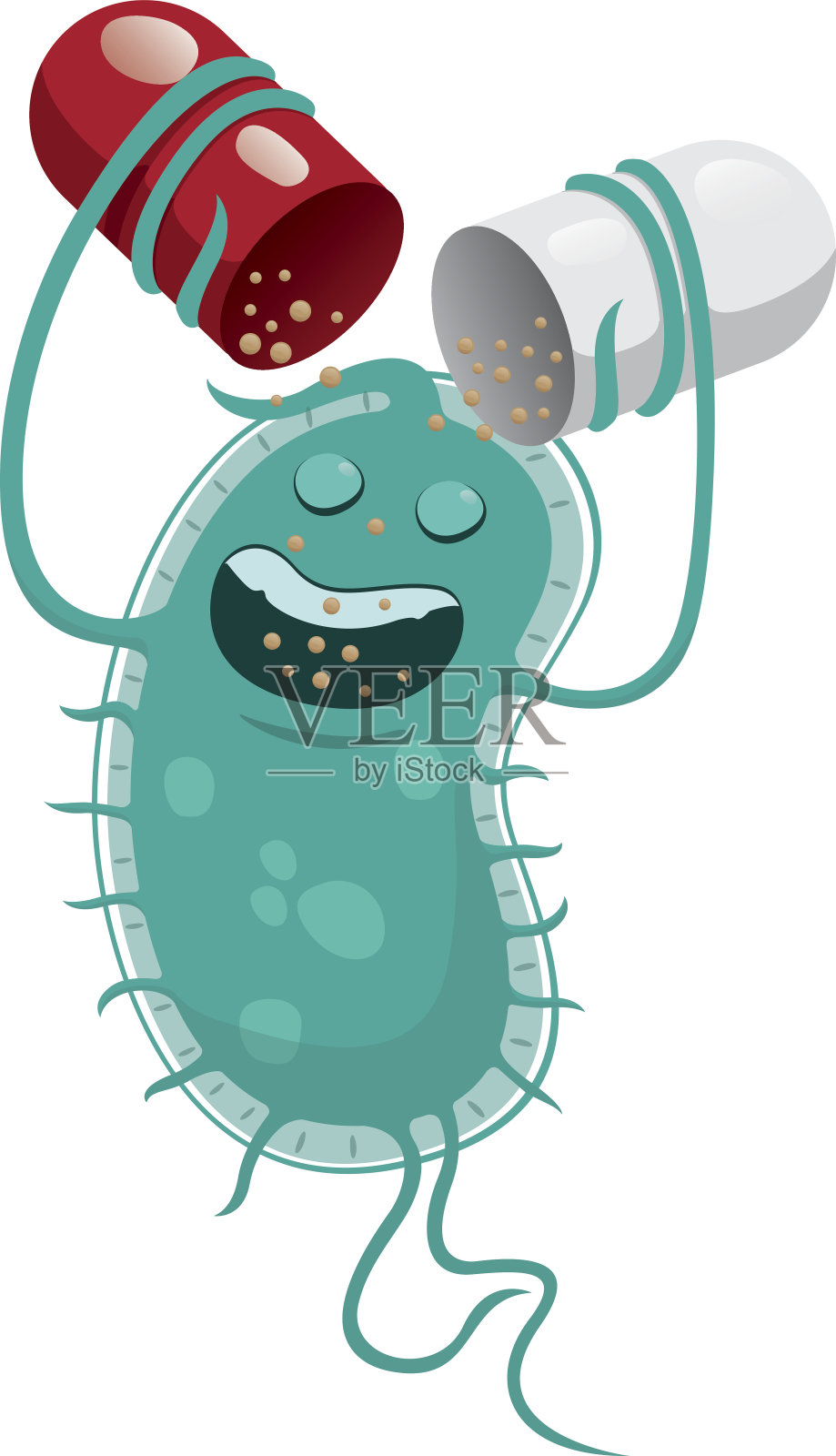 插图描绘了一个超级细菌，一个微生物，抗药性或抗生素。理想的信息和药用材料插画图片素材