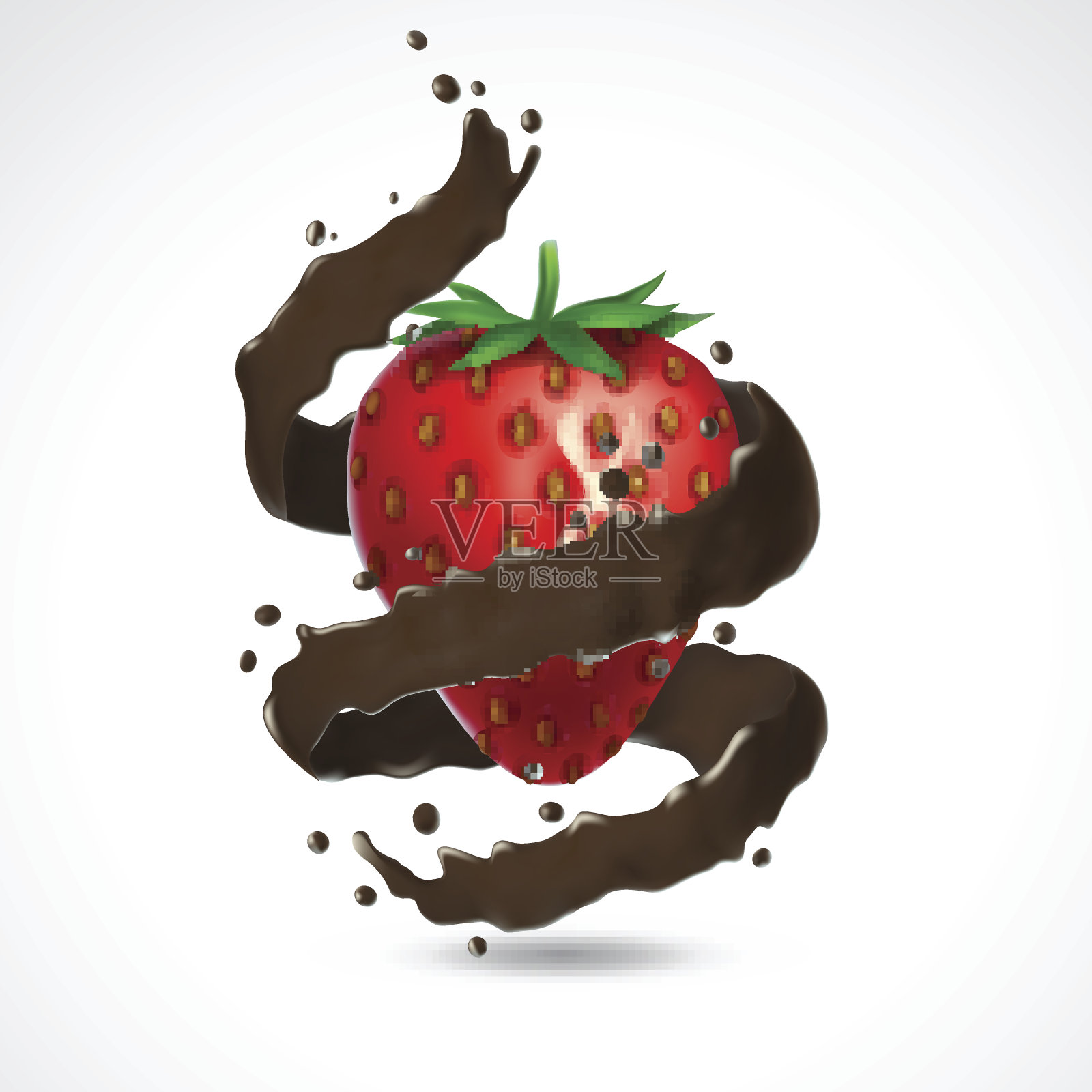 草莓巧克力飞溅设计元素图片