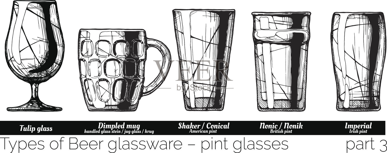 啤酒玻璃器皿的插图插画图片素材