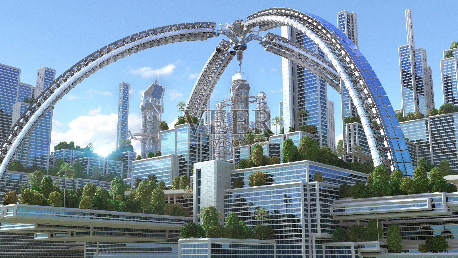 未来城市的3D渲染照片摄影图片