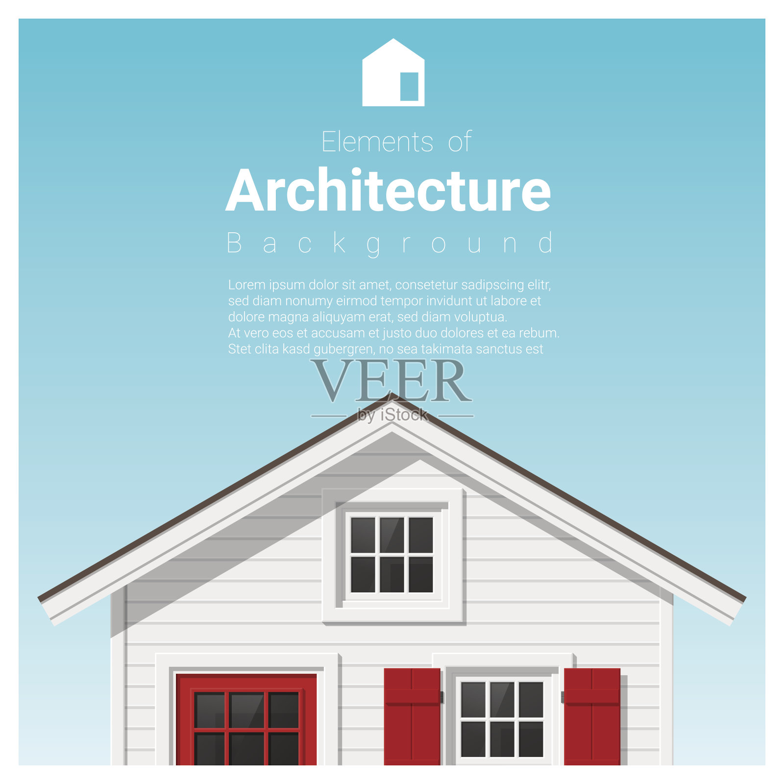 建筑背景元素与小房子，矢量，插图插画图片素材