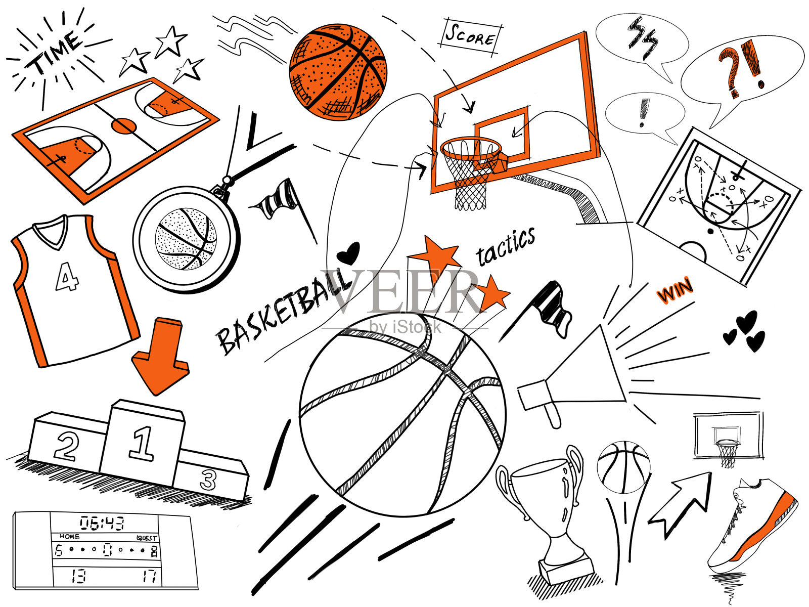 篮球doodles-hand画插画图片素材
