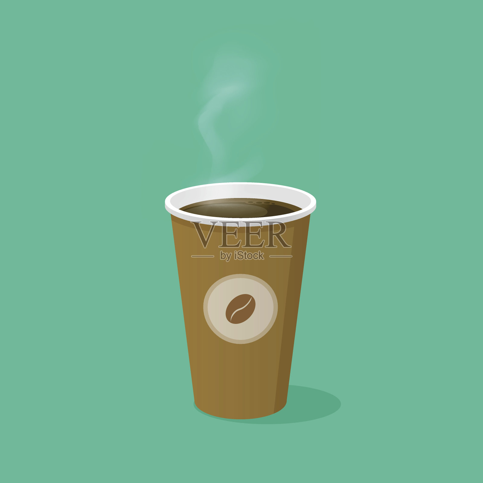 咖啡杯与豆标志和蒸汽矢量插图孤立插画图片素材