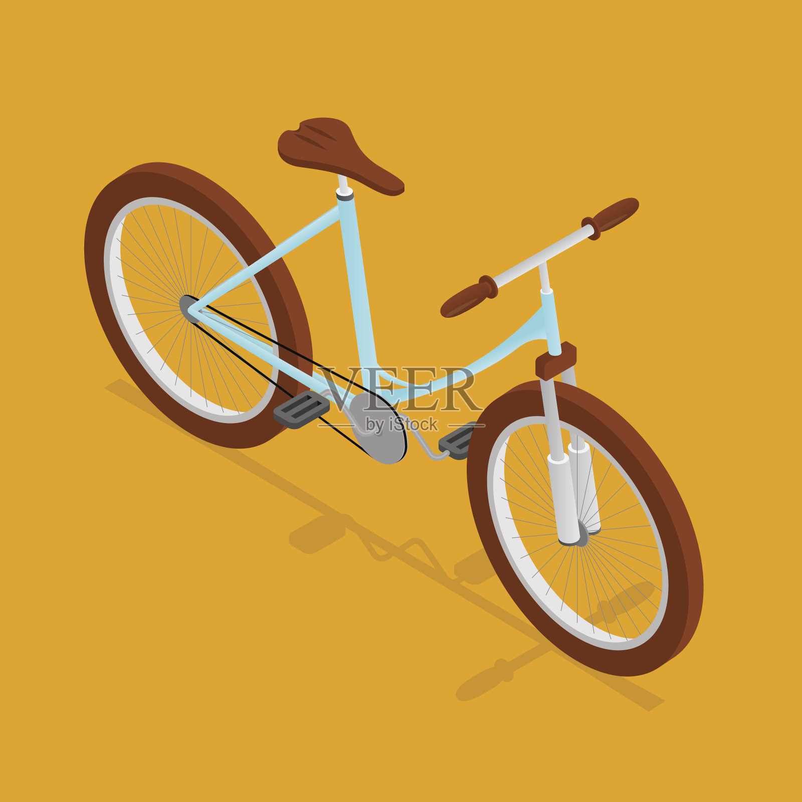 自行车复古等距视图。向量设计元素图片