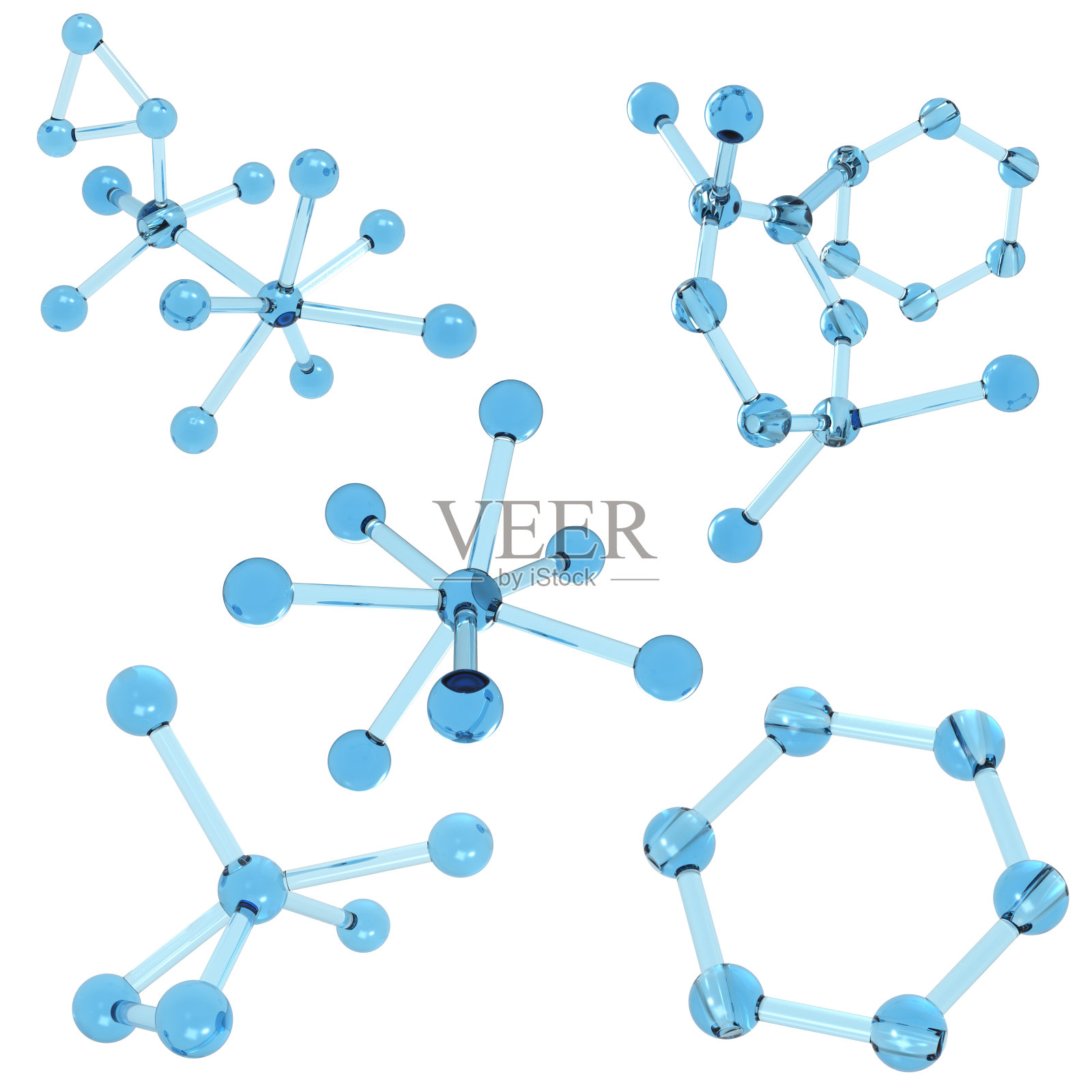 蓝色金属分子结构照片摄影图片