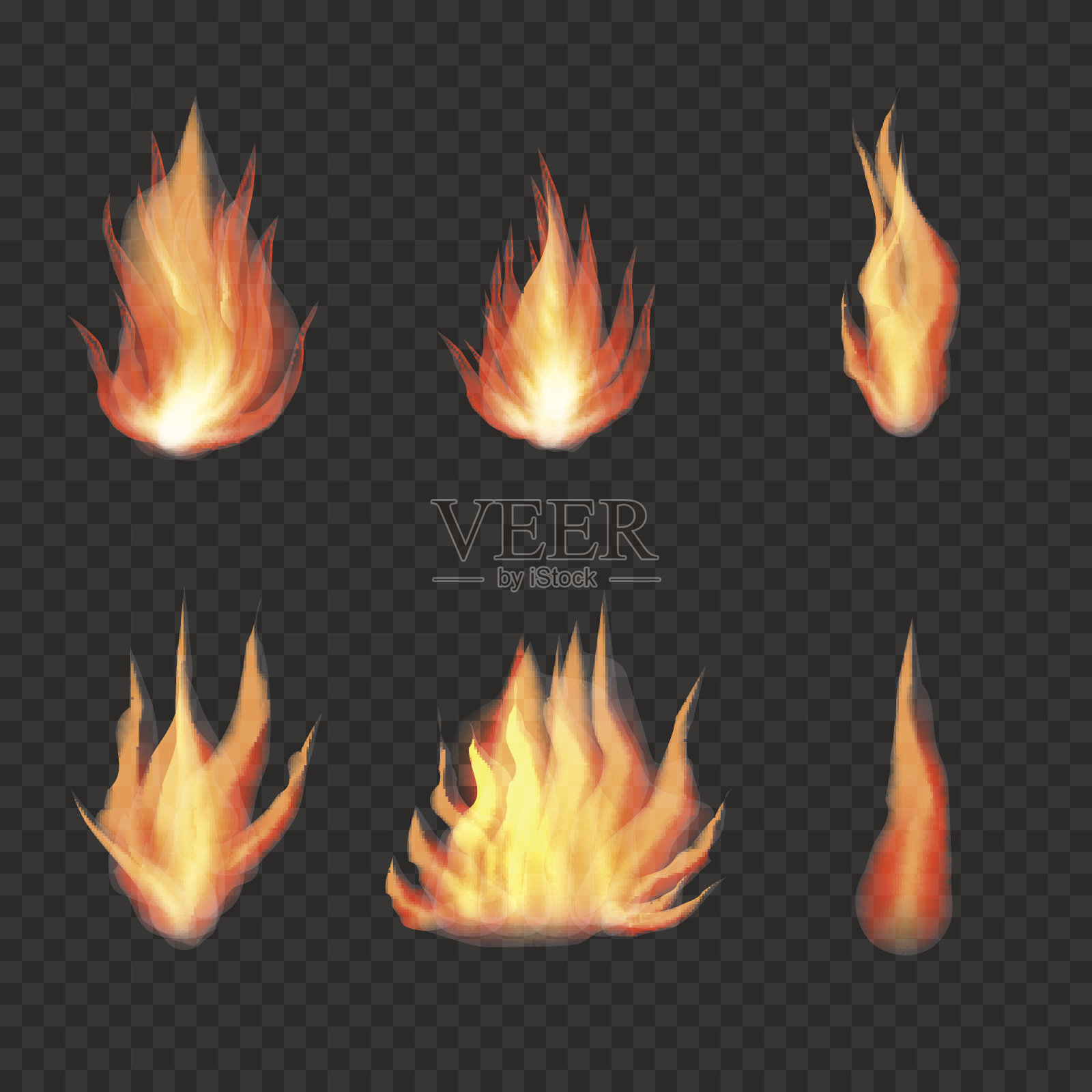 透明逼真的火火焰，篝火集设计元素图片