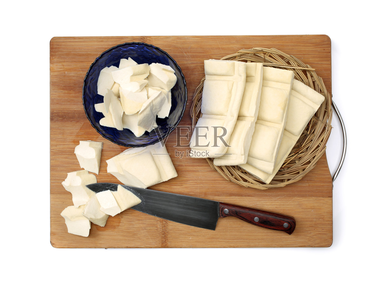 豆腐干(豆干)在白色的背景照片摄影图片