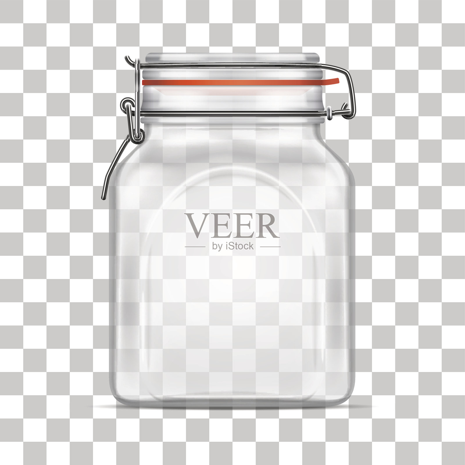矢量空包方形玻璃罐摆动顶盖孤立在透明背景插画图片素材