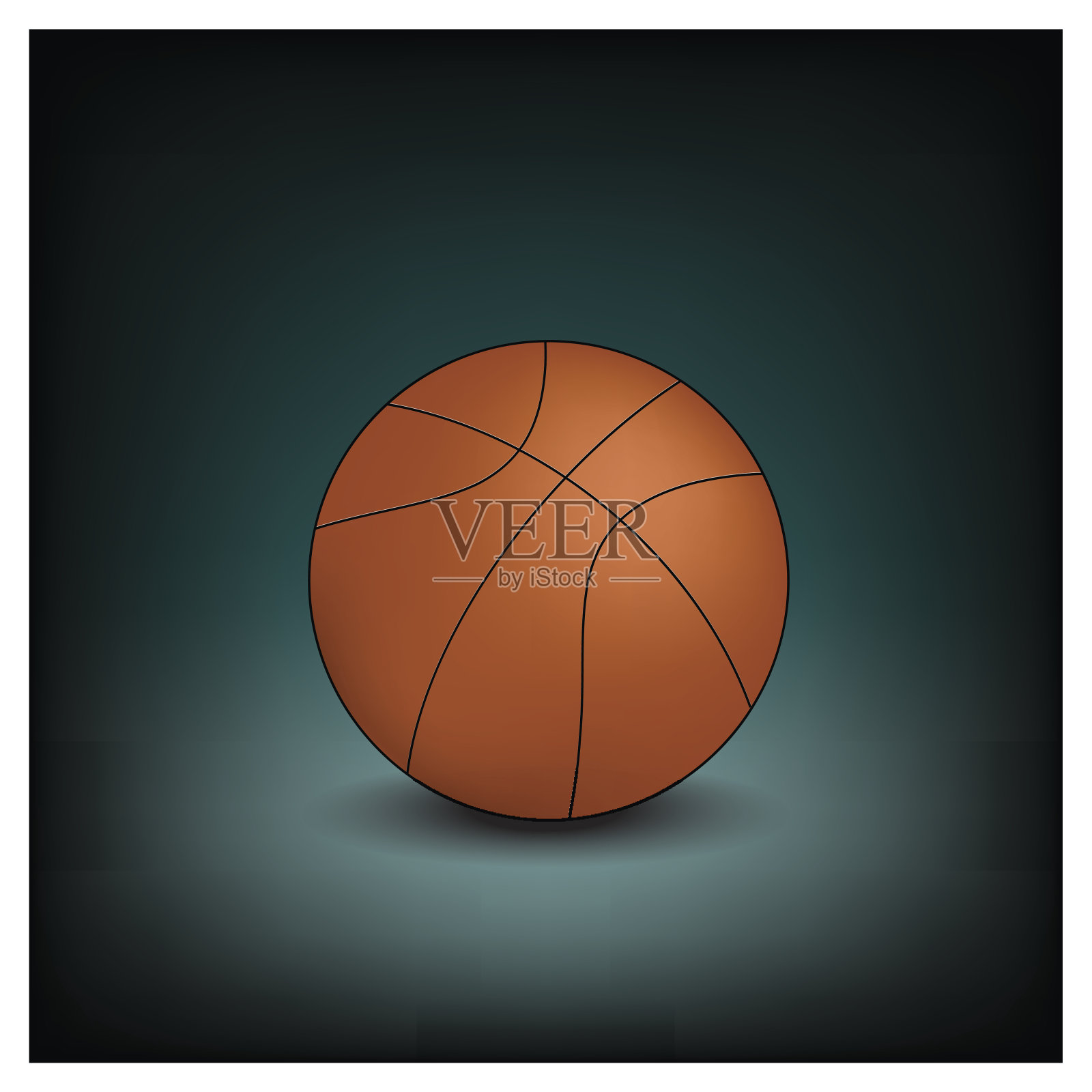 矢量篮球图标孤立在一个黑暗的背景插画图片素材