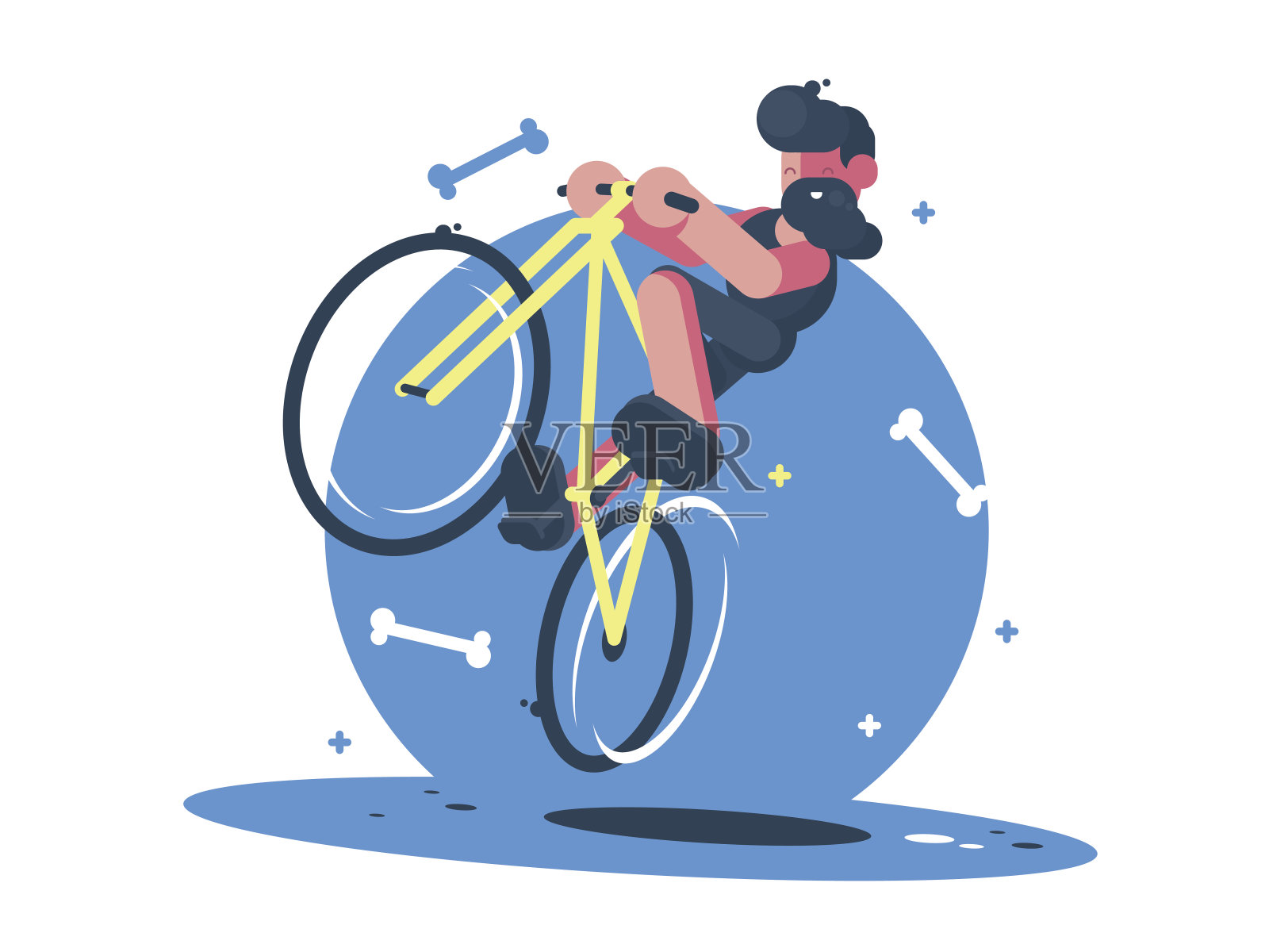 活跃的男子骑自行车插画图片素材