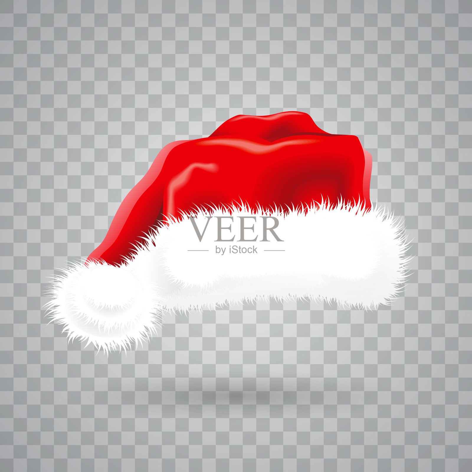 圣诞插图与红色的圣诞老人帽子在透明的背景。孤立的矢量对象。设计元素图片