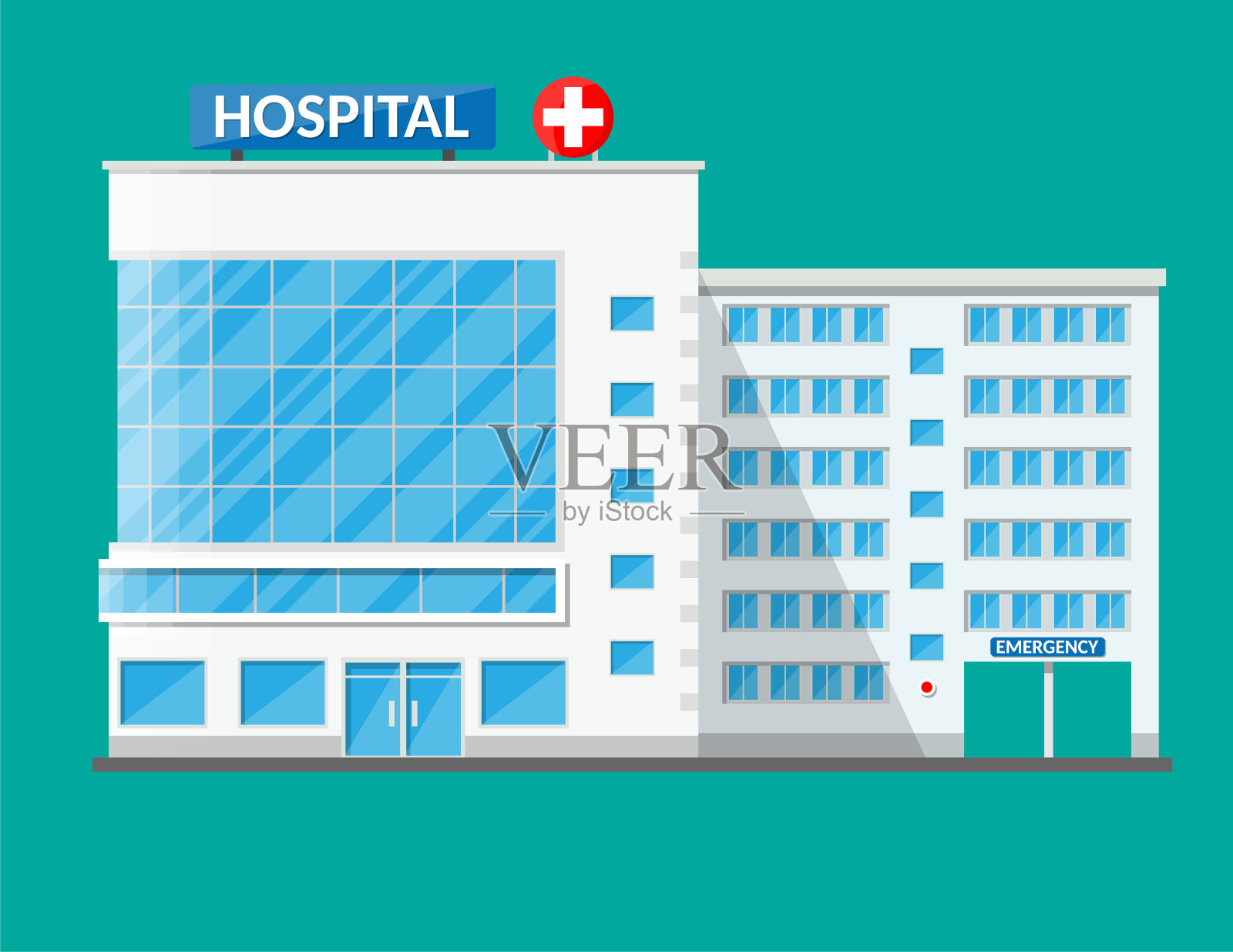 医院大楼医疗标志插画图片素材