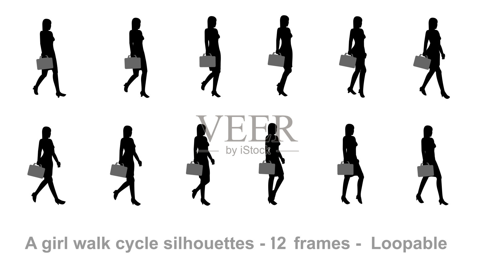 商业女性步行自行车插画图片素材