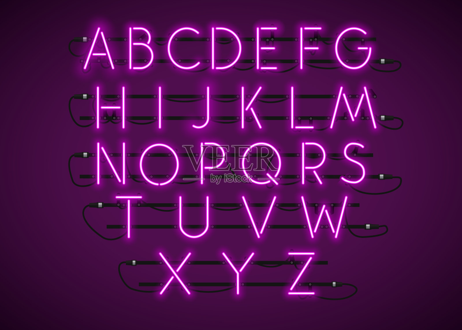 紫色霓虹字体设置在紫色背景上。设计元素图片