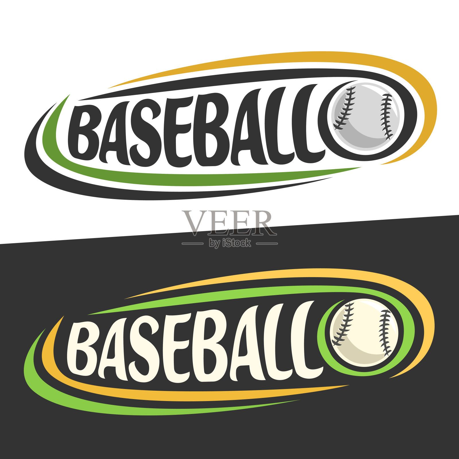 棒球运动的矢量标签设计元素图片