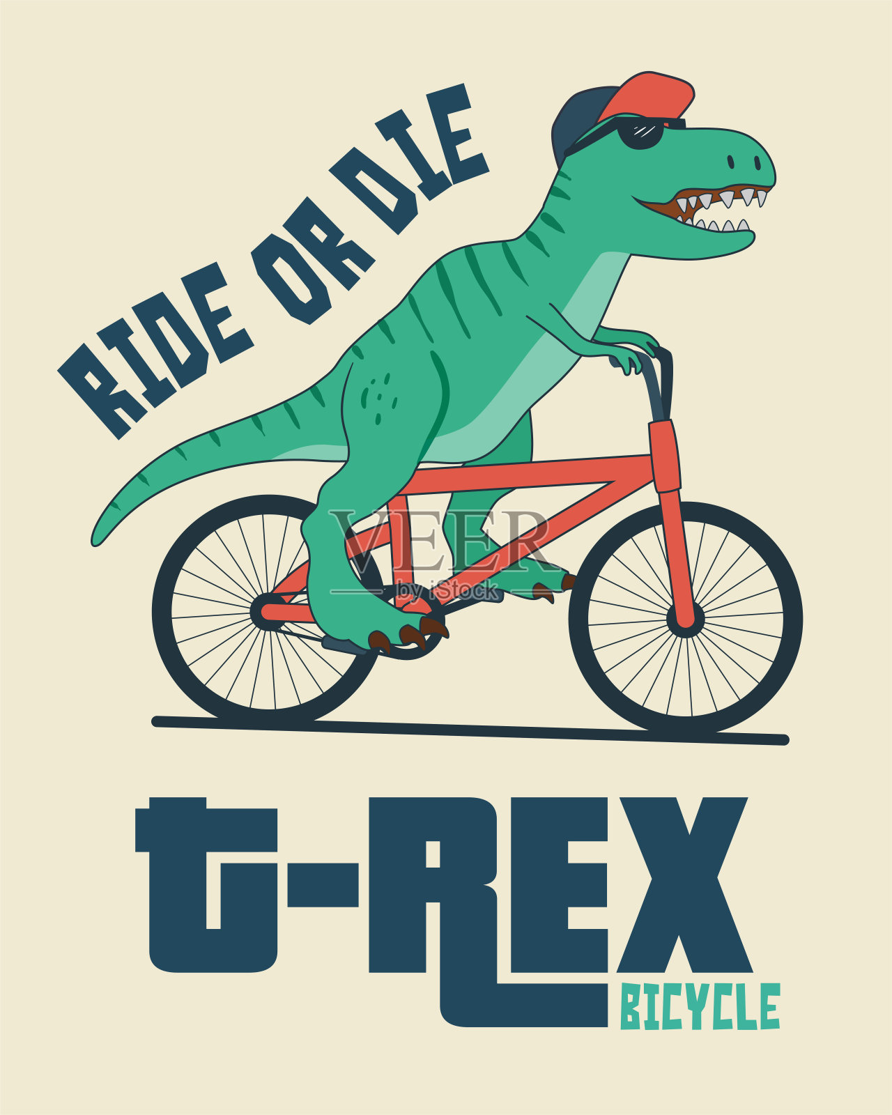恐龙在自行车插画图片素材