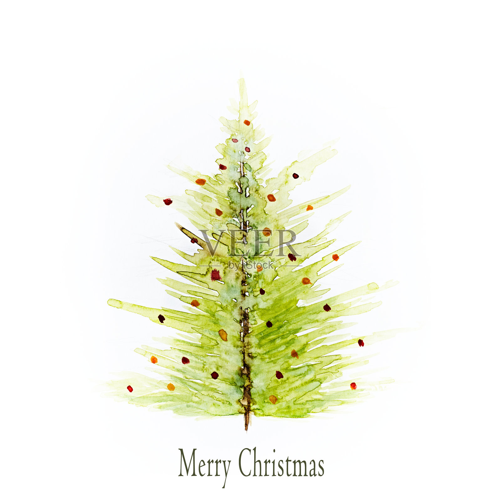 水彩圣诞树(手绘)插画图片素材