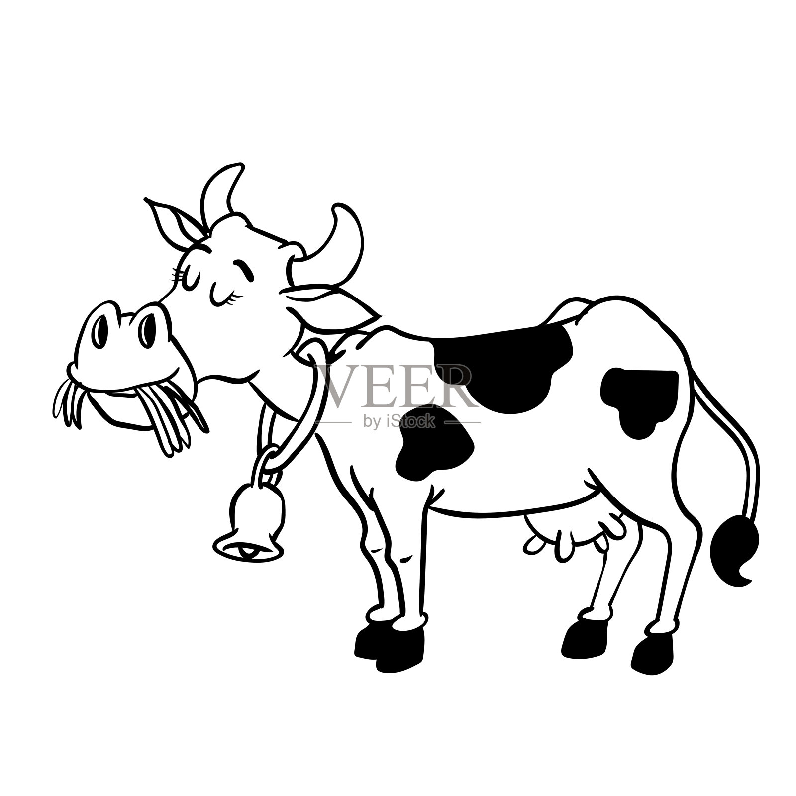 插图的奶牛卡通-矢量手绘插画图片素材