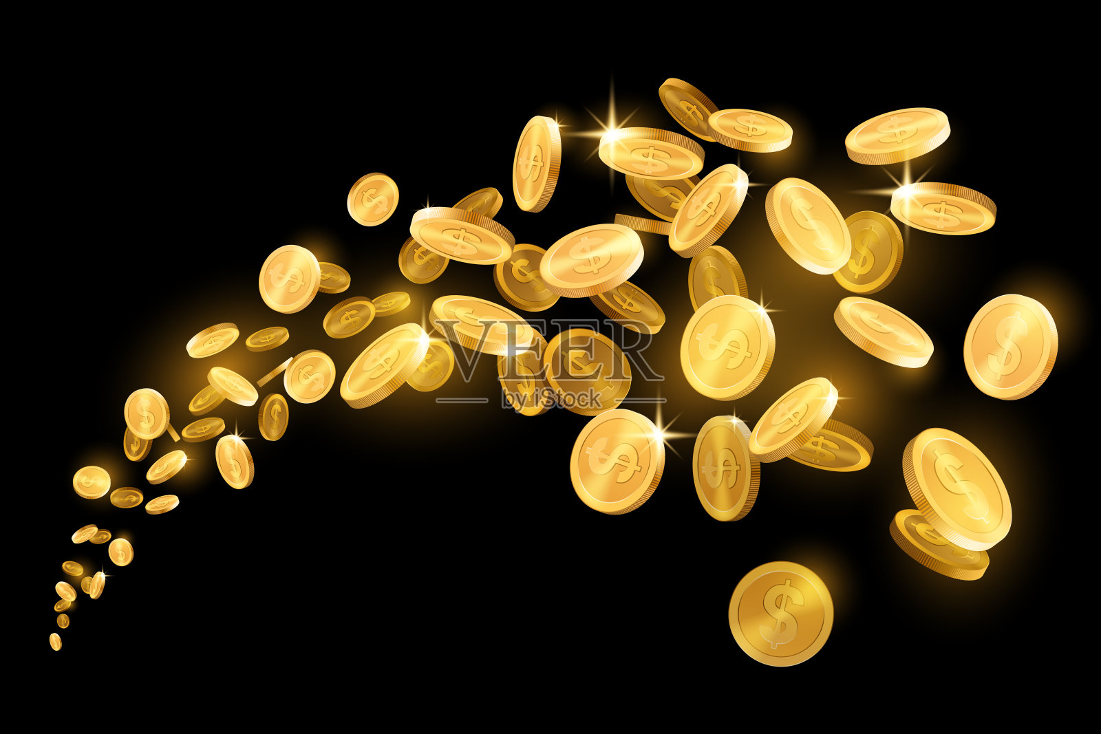 黄金硬币飞设计元素图片