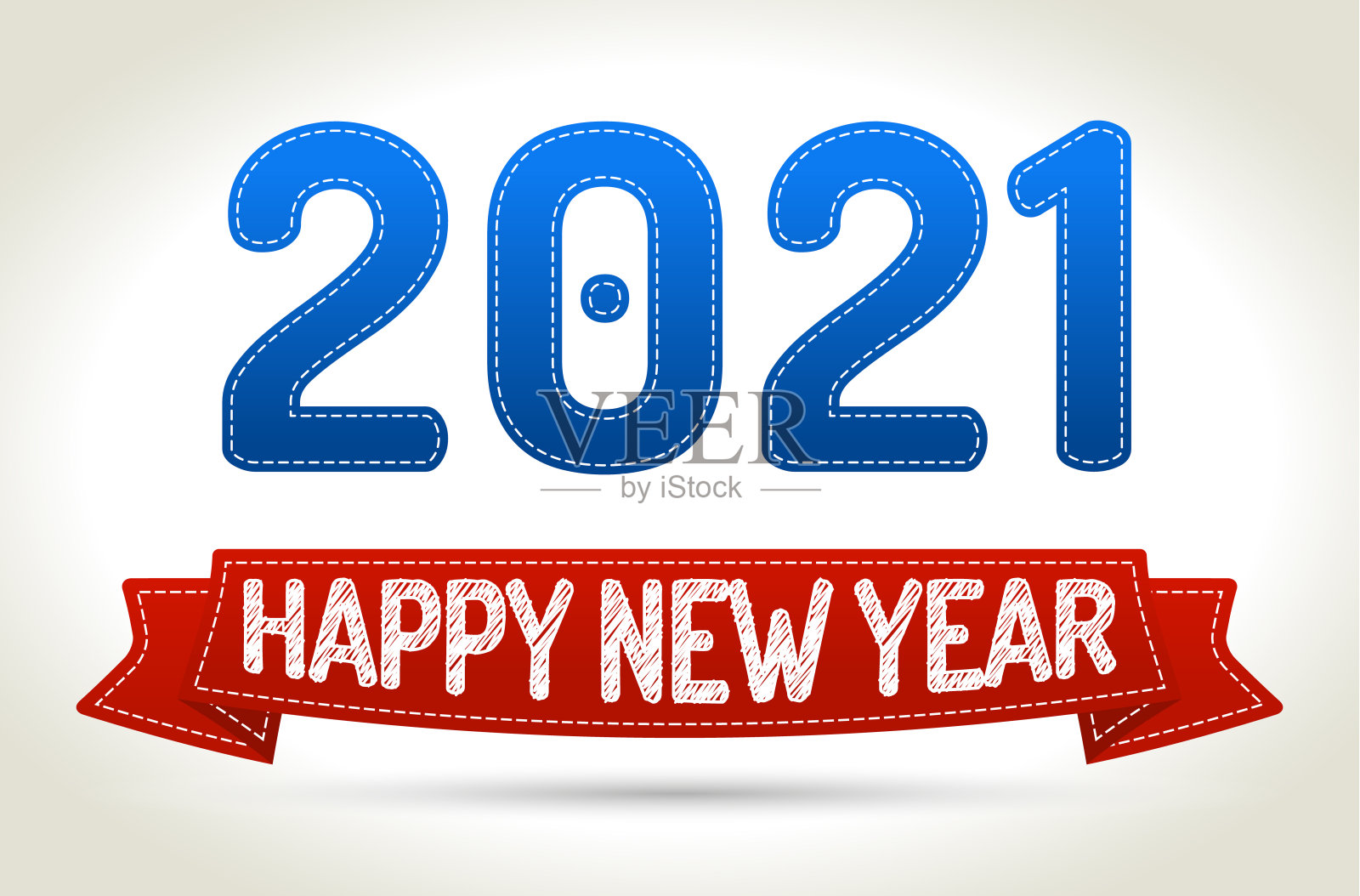 2021 -新年快乐-红色丝带与光影背景。插画图片素材