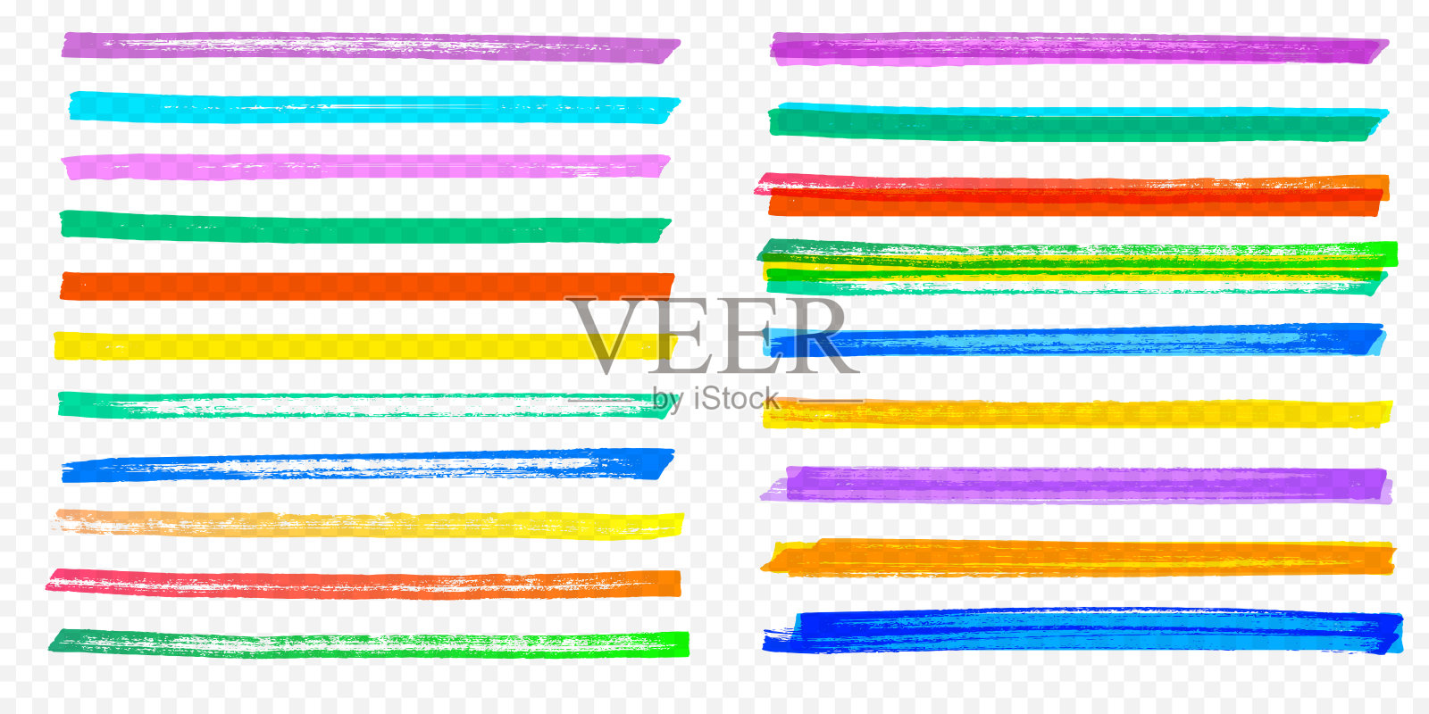 高亮笔刷笔触设置矢量颜色标记笔线透明背景插画图片素材