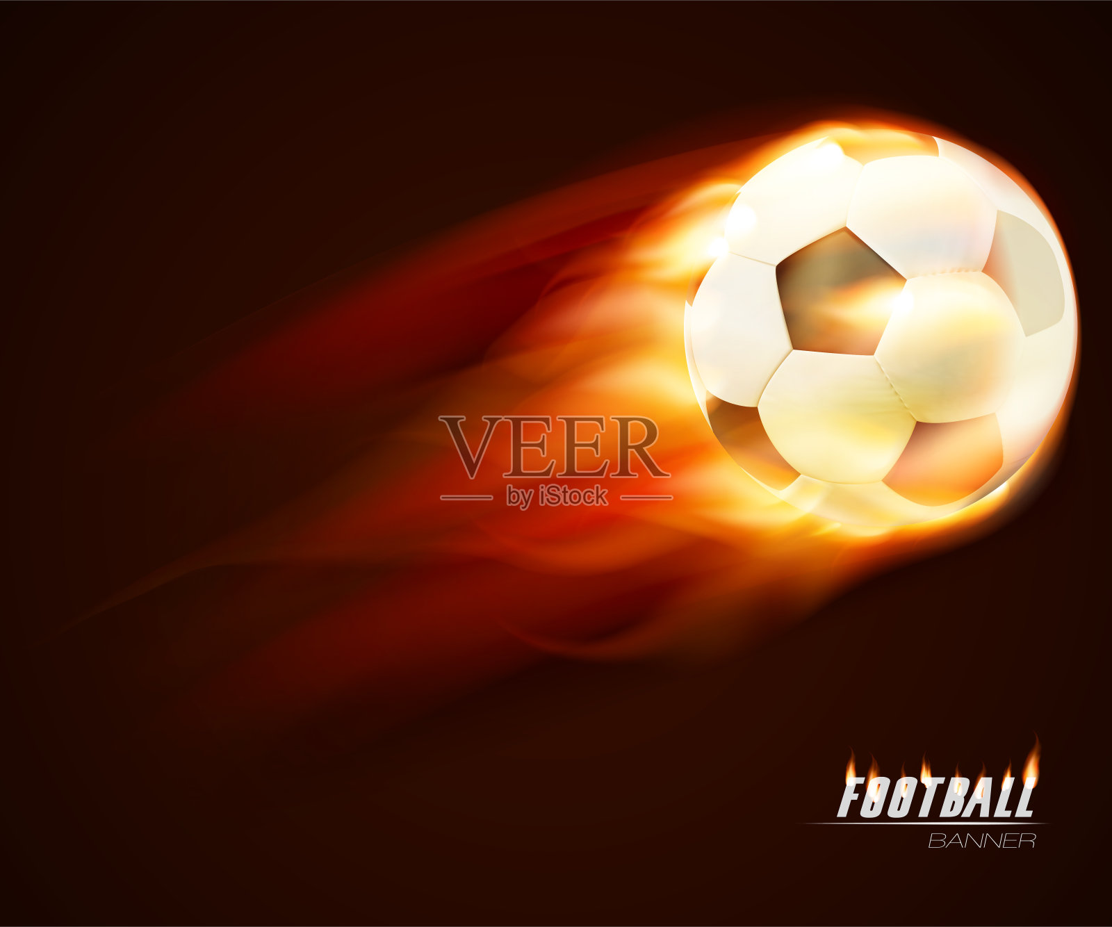 火焰燃烧足球在黑暗的背景插画图片素材