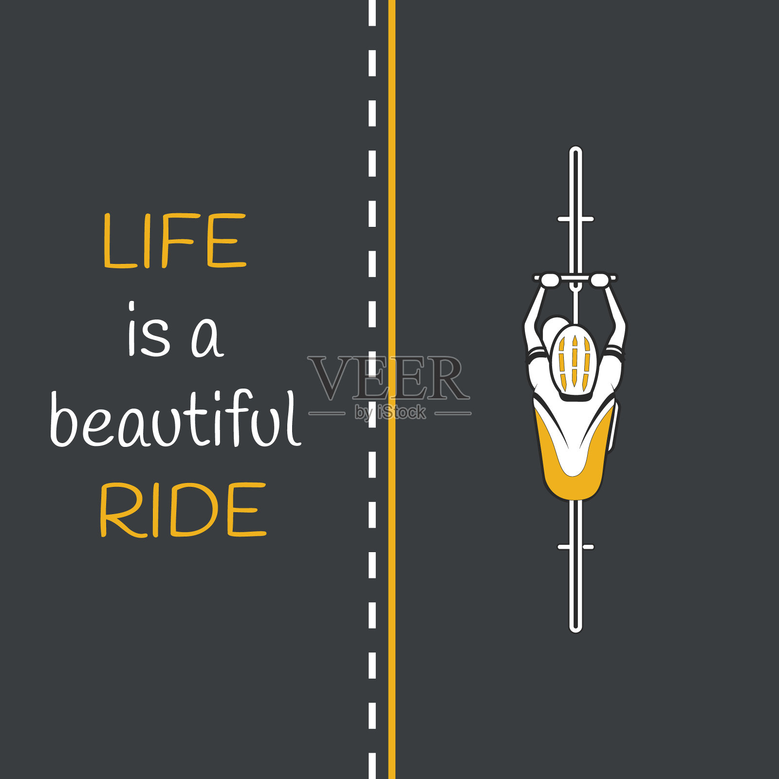 在路上骑自行车。生活是一段美丽的旅程插画图片素材