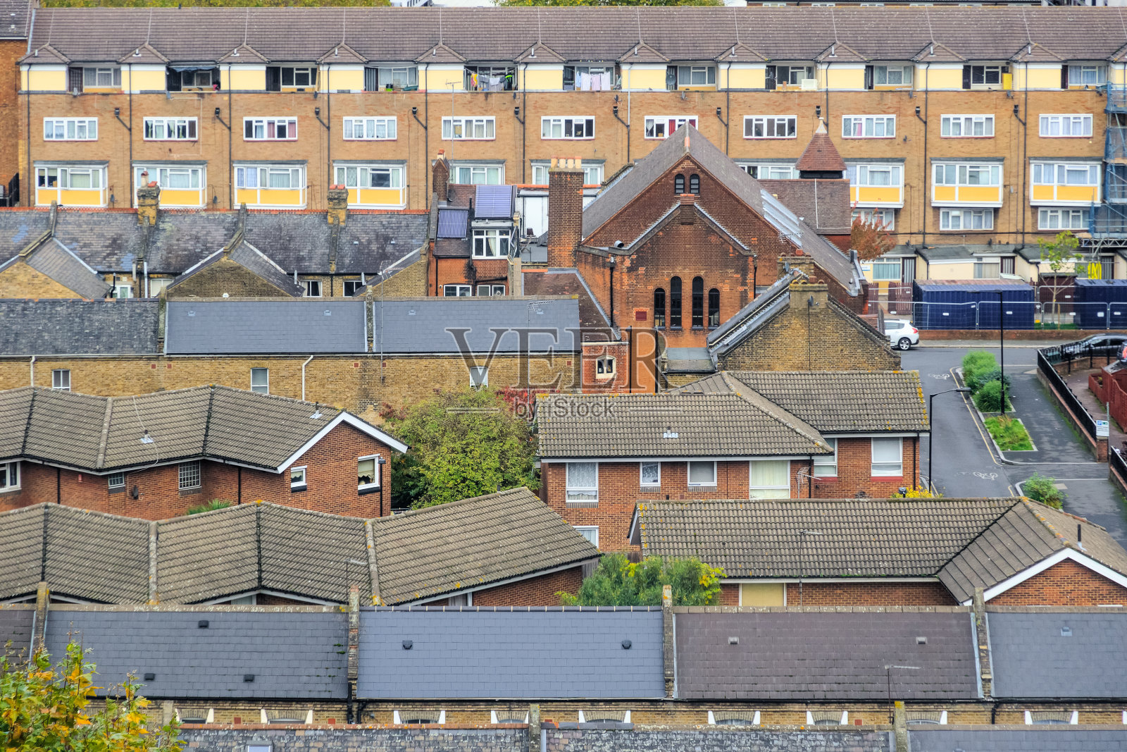 鸟瞰图背靠背的房屋在伦敦照片摄影图片