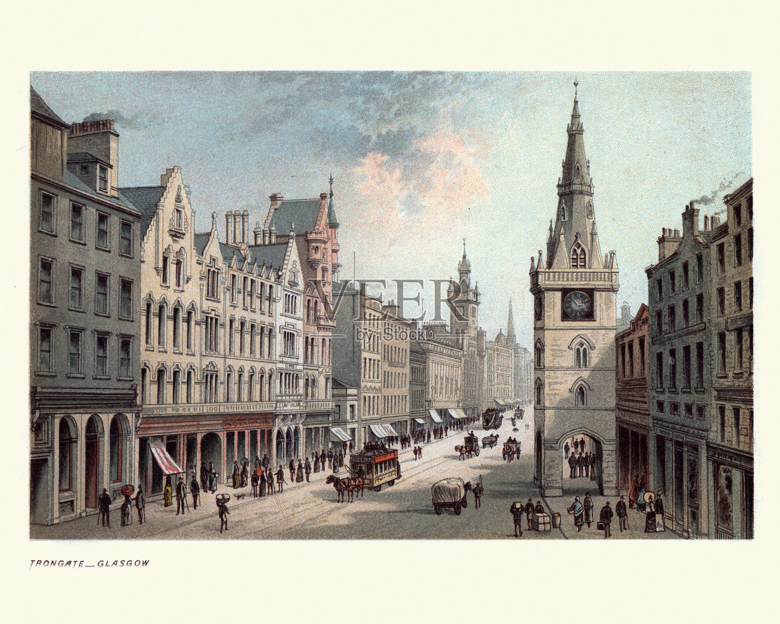 朗盖特，格拉斯哥，苏格兰，19世纪插画图片素材