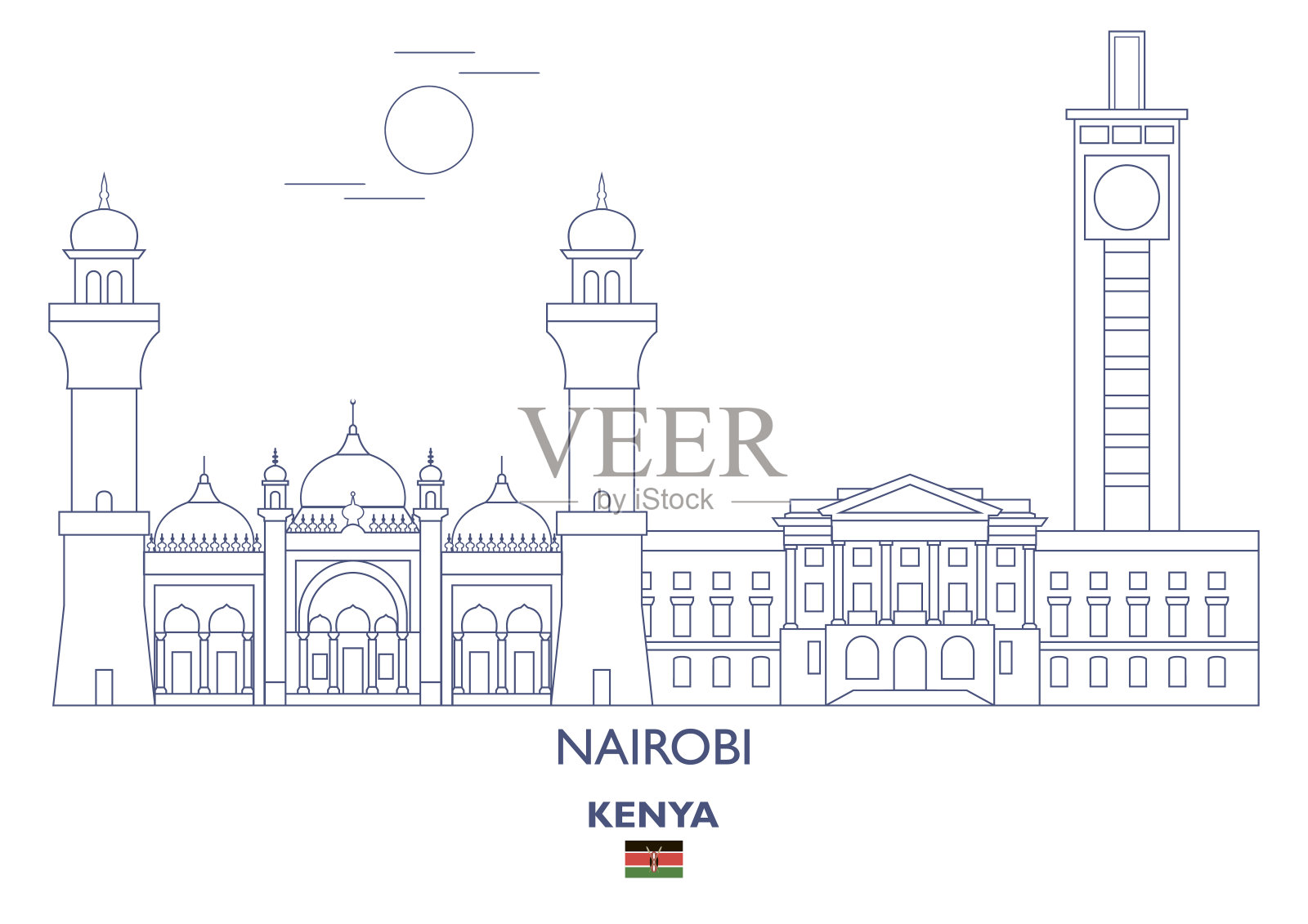 肯尼亚内罗毕城市天际线插画图片素材