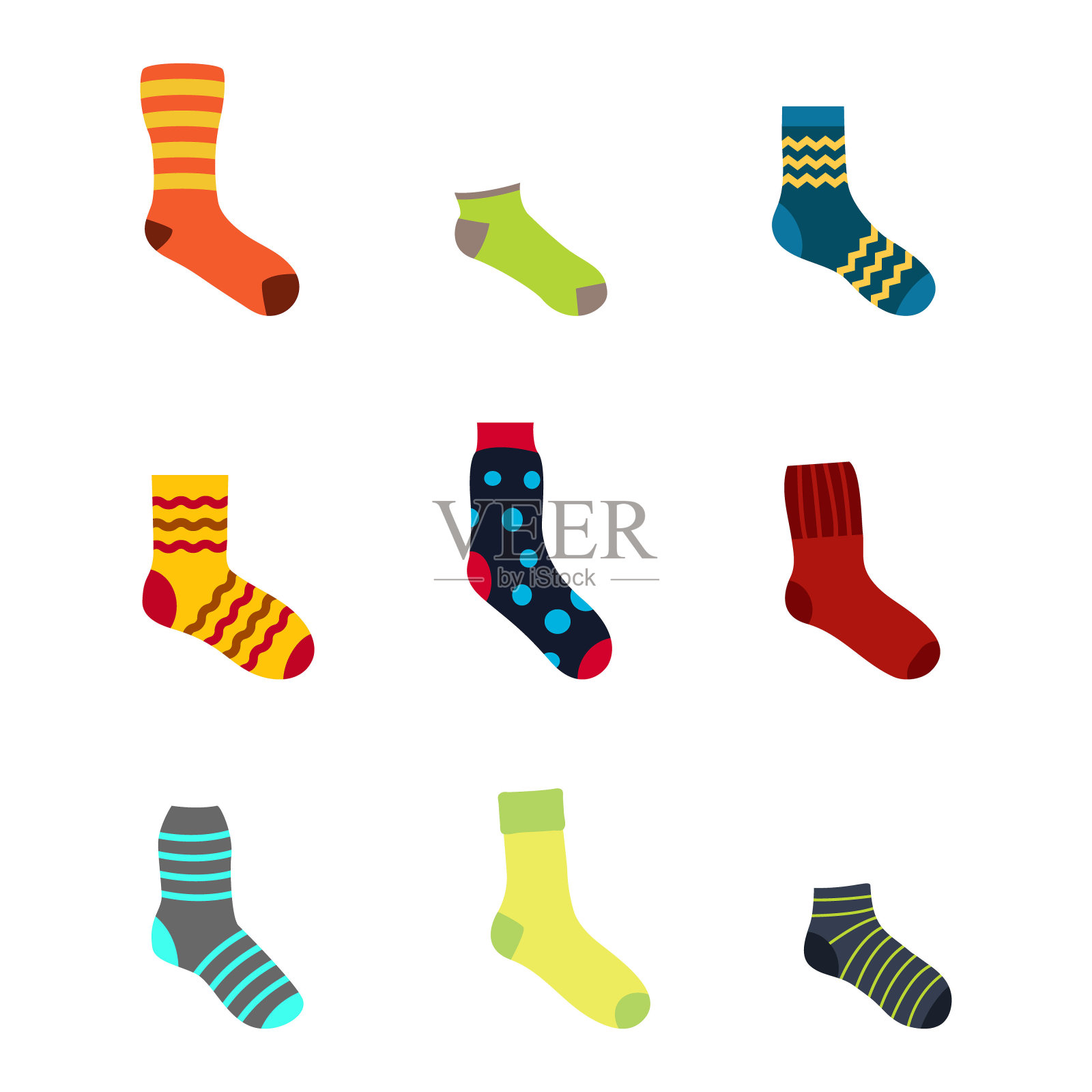 颜色图标设置与袜子设计元素图片