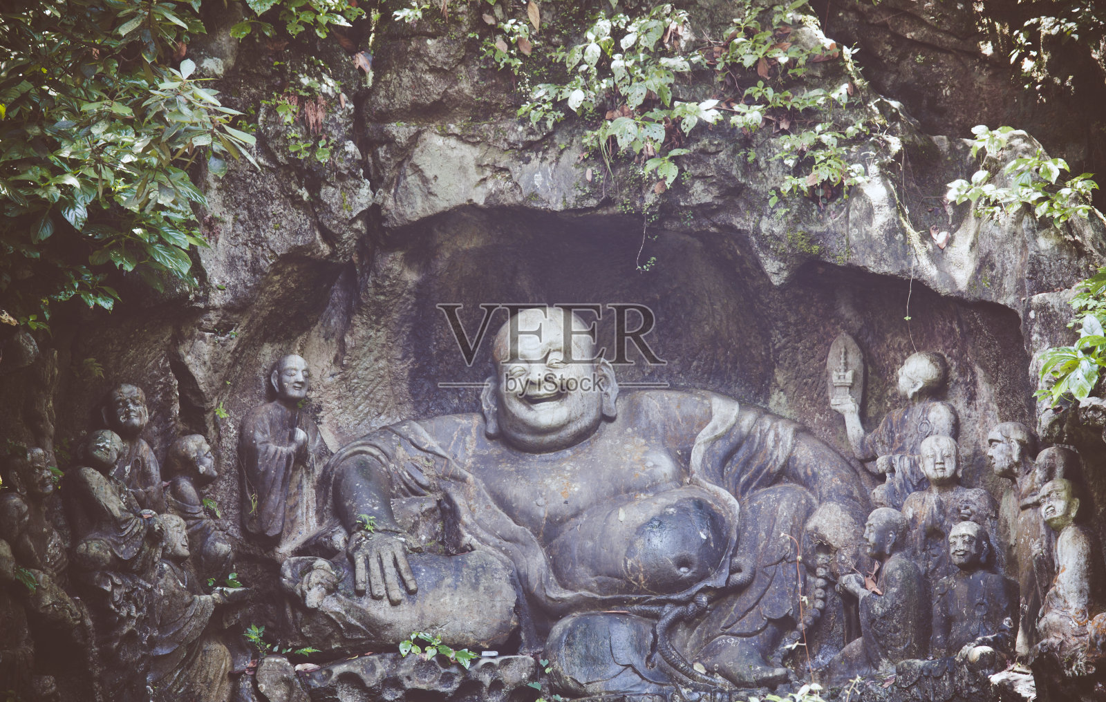灵隐寺的佛教石雕照片摄影图片