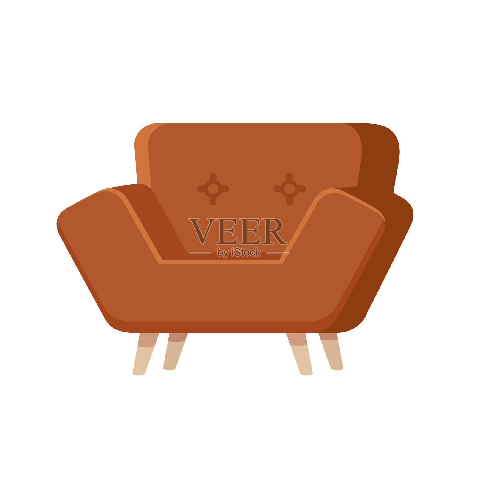棕色的沙发家具。有扶手的椅子。内部。设计元素图片