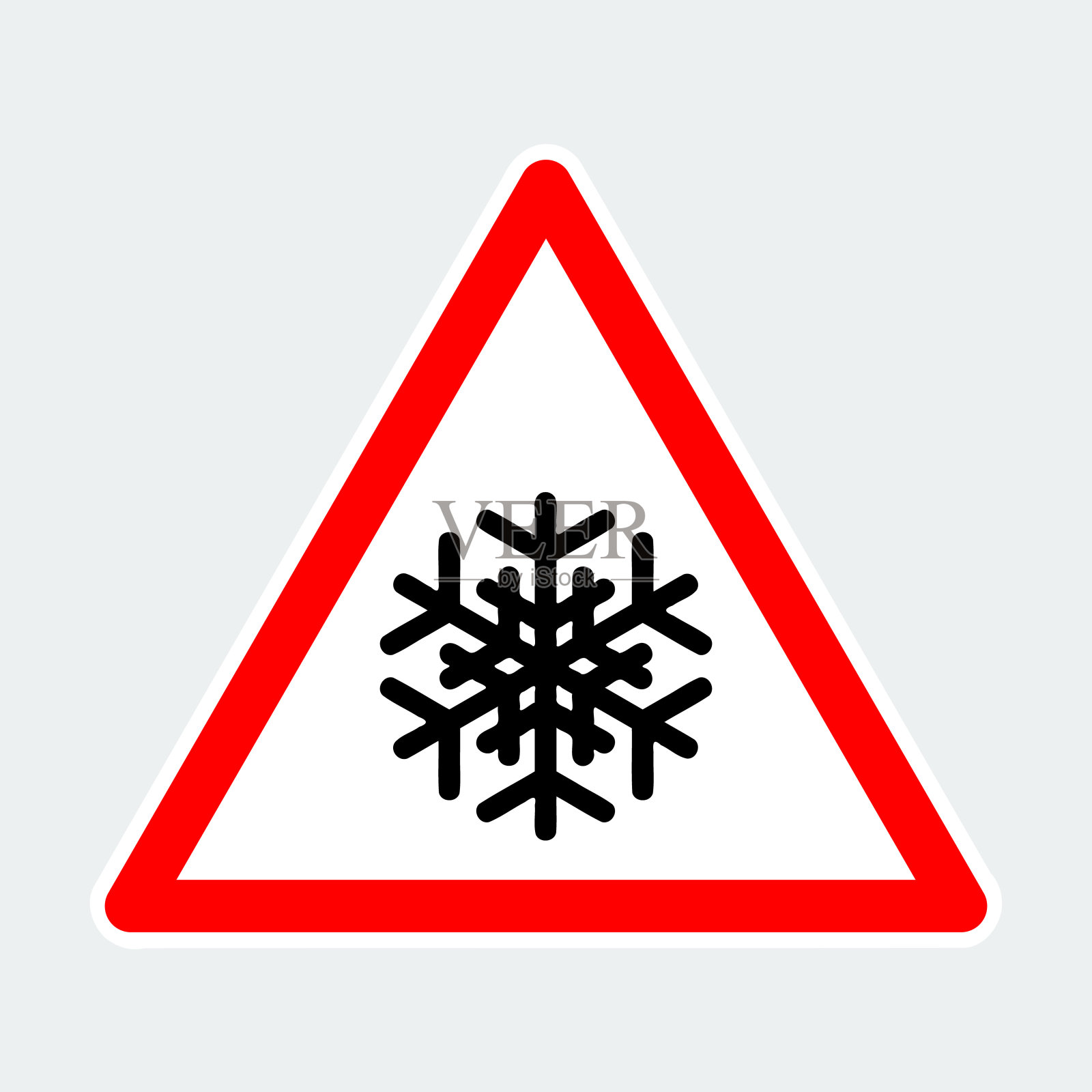 雪花，三角形路标警告插画图片素材