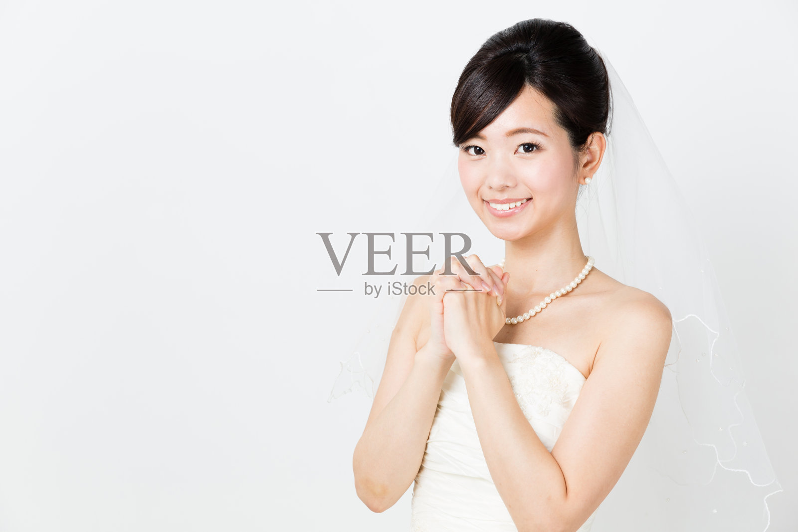 迷人的亚洲女人婚礼图像上的白色背景照片摄影图片