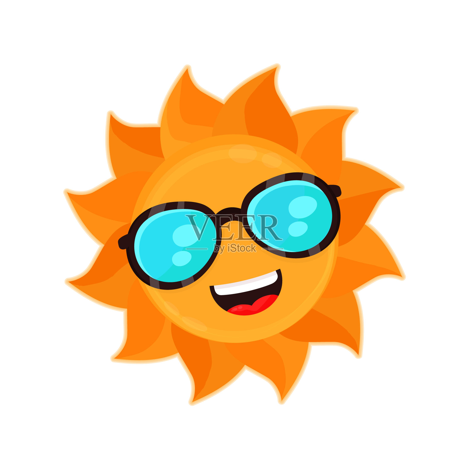 太阳带着太阳镜开心有趣的微笑插画图片素材