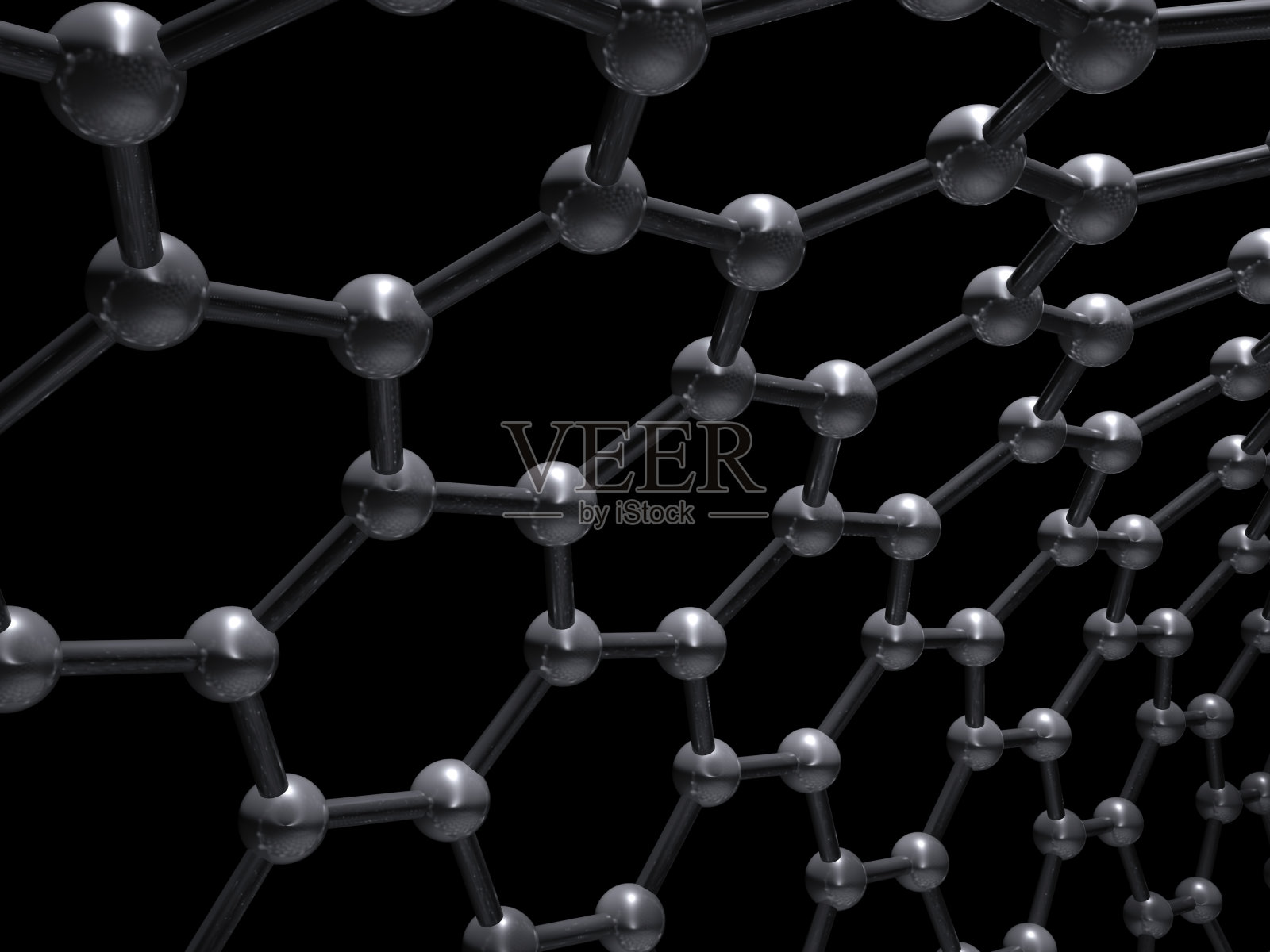 之字形碳纳米管孤立在黑色插画图片素材