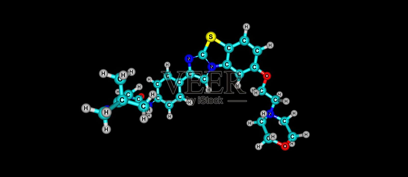 Quizartinib分子结构孤立在黑色上插画图片素材