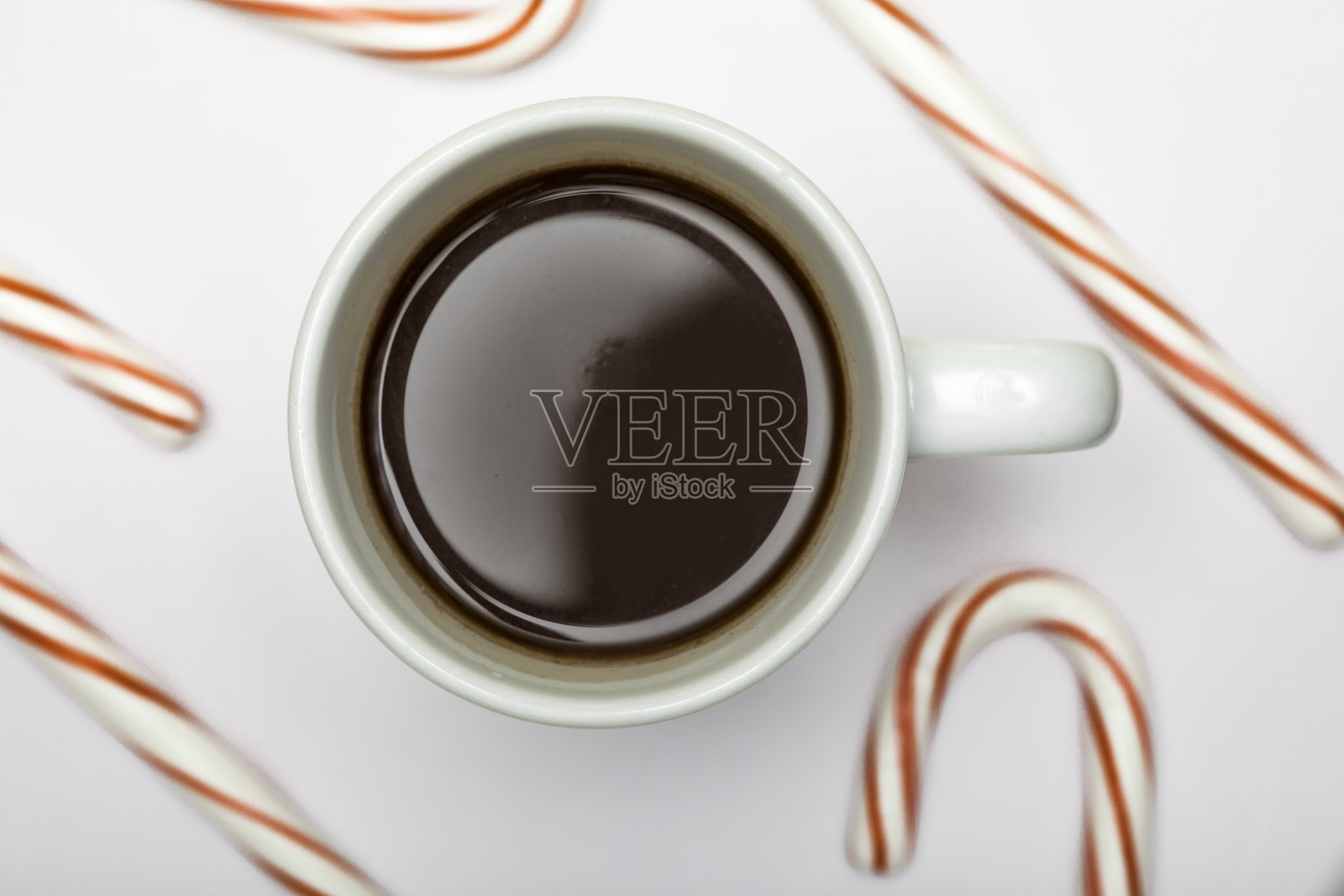 咖啡热巧克力手杖糖照片摄影图片