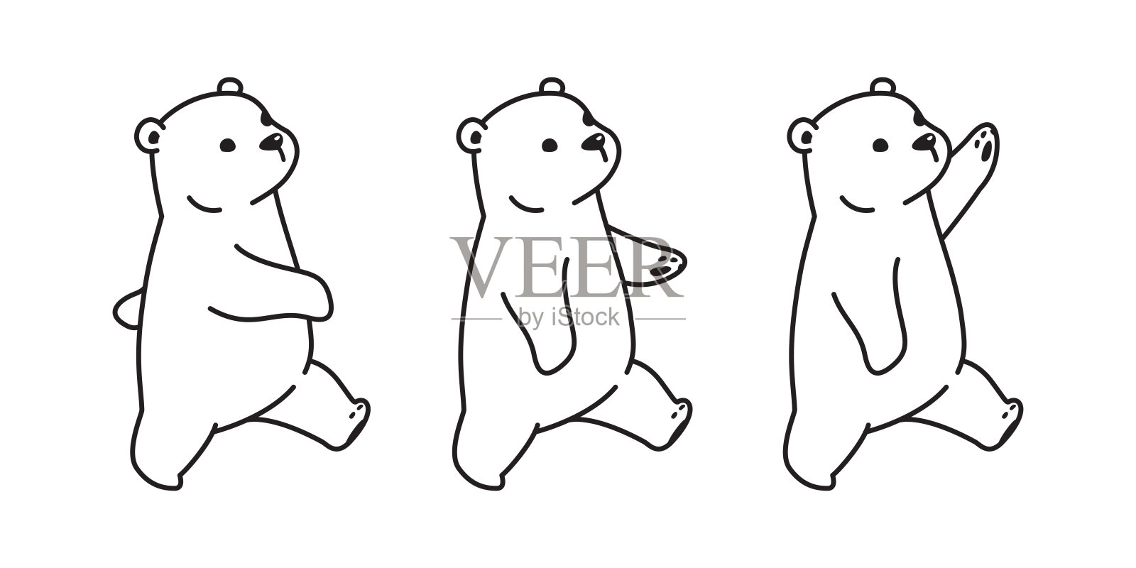 熊北极熊矢量插图涂鸦卡通白色插画图片素材
