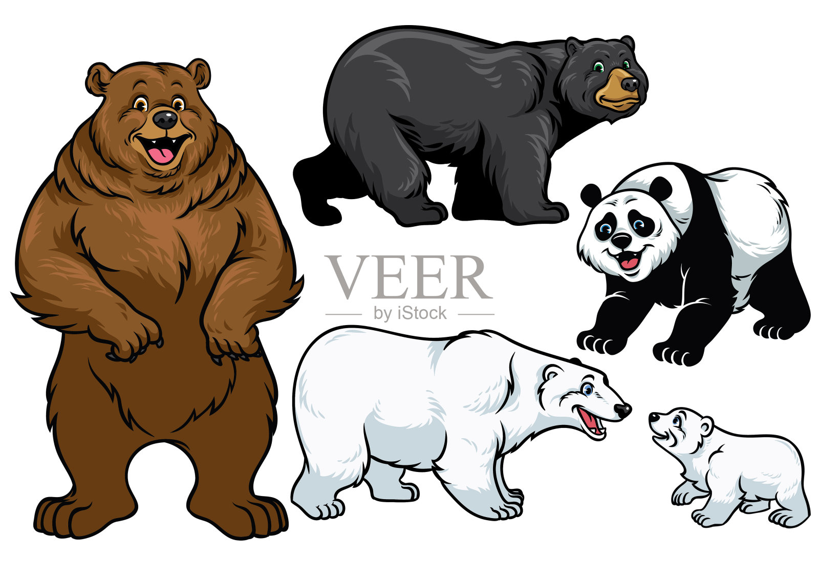 卡通风格的小熊插画图片素材