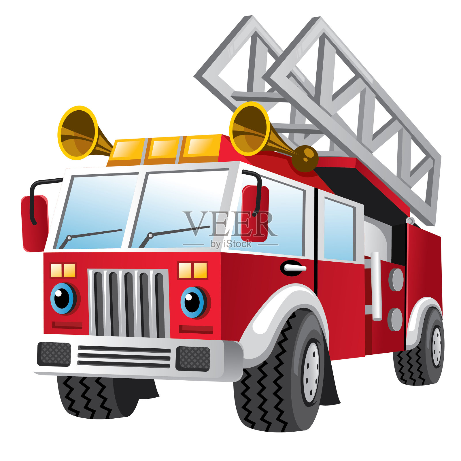 消防车的卡通设计元素图片