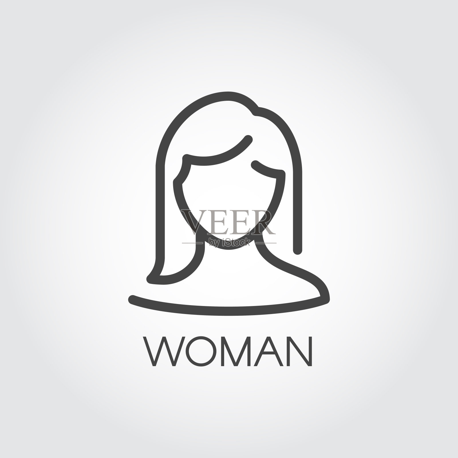 抽象女性肖像线性图标。美容，女性头像或用户概念图标素材