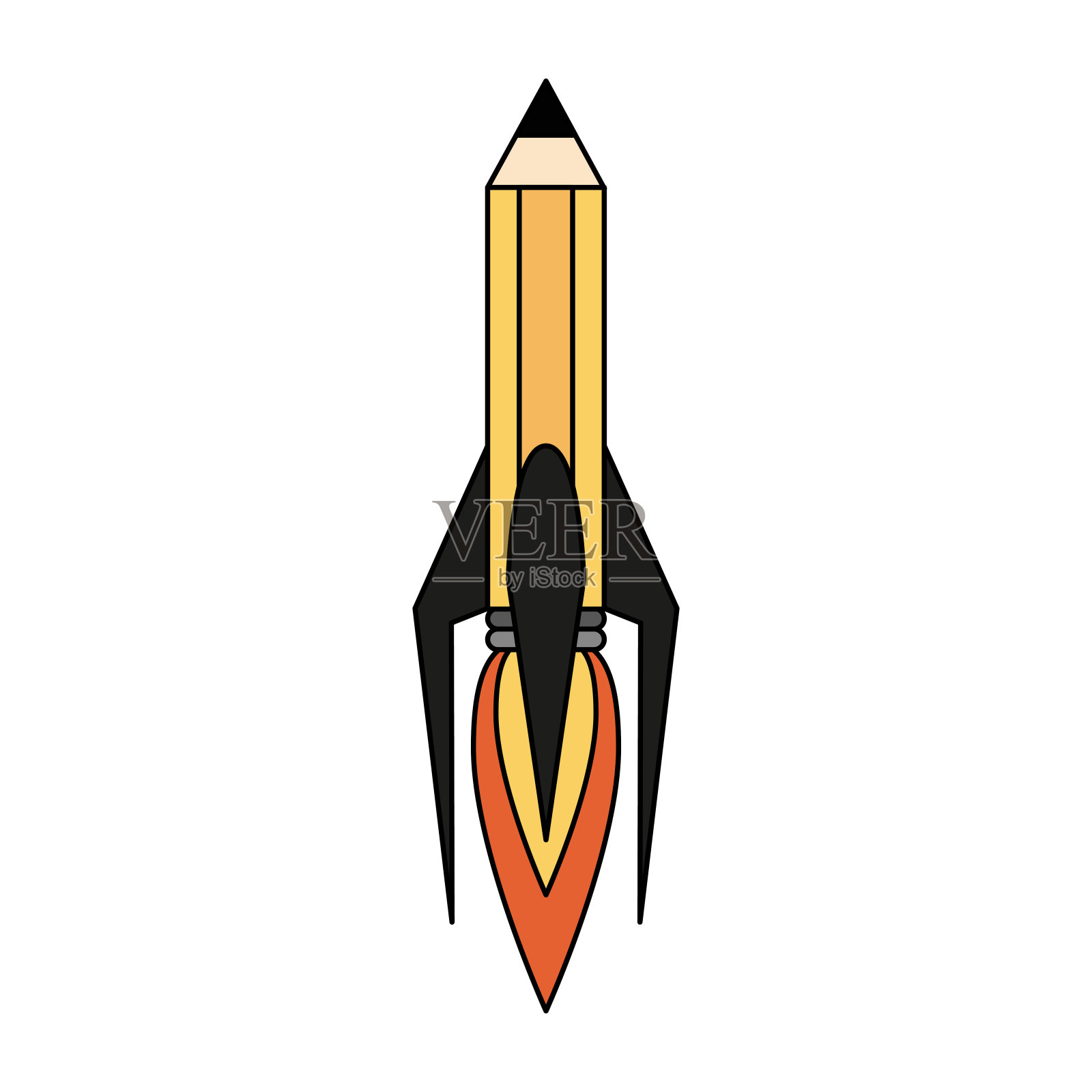 铅笔火箭启动符号插画图片素材
